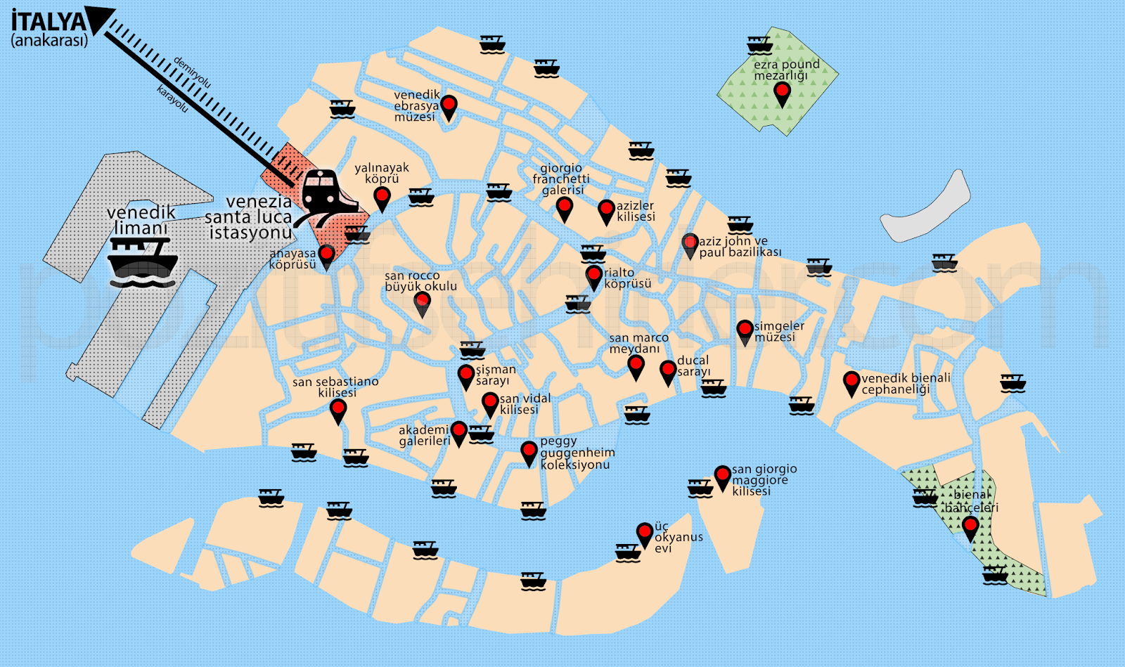 Карта достопримечательностей венеции