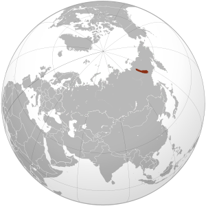 Хребет Черского на карте