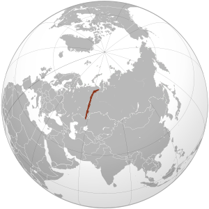 Уральские горы на карте