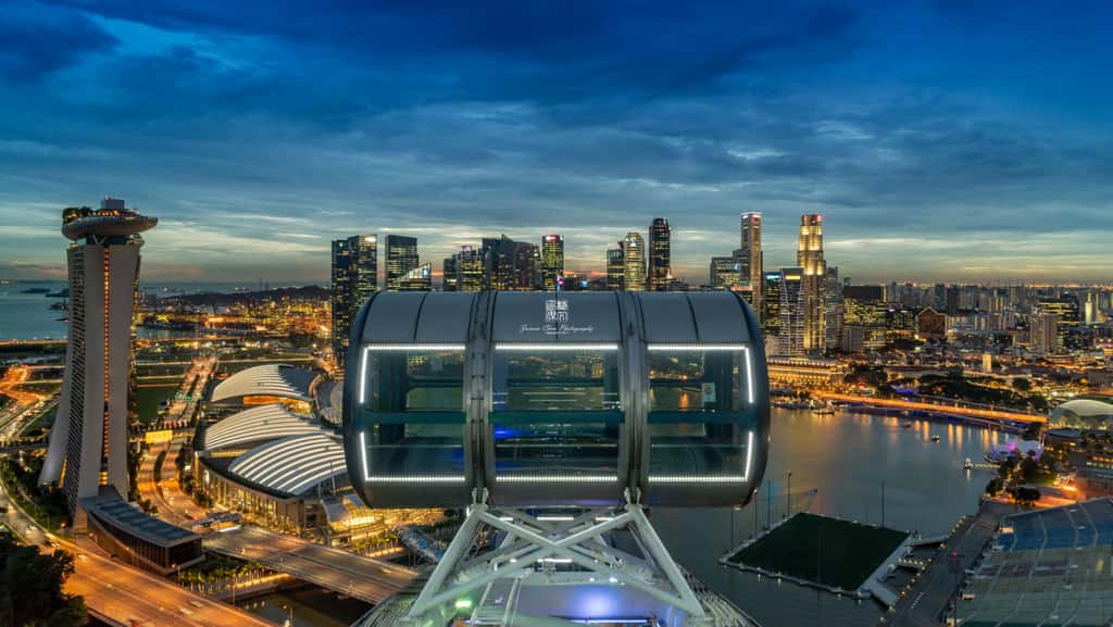 Вид с кабины колеса обозрения Flyer, Сингапур