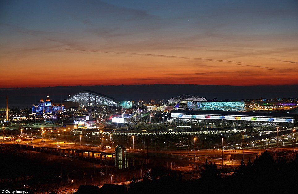 Red sky at night: A general view of sunset at the Olympic Park during the Opening Ceremony