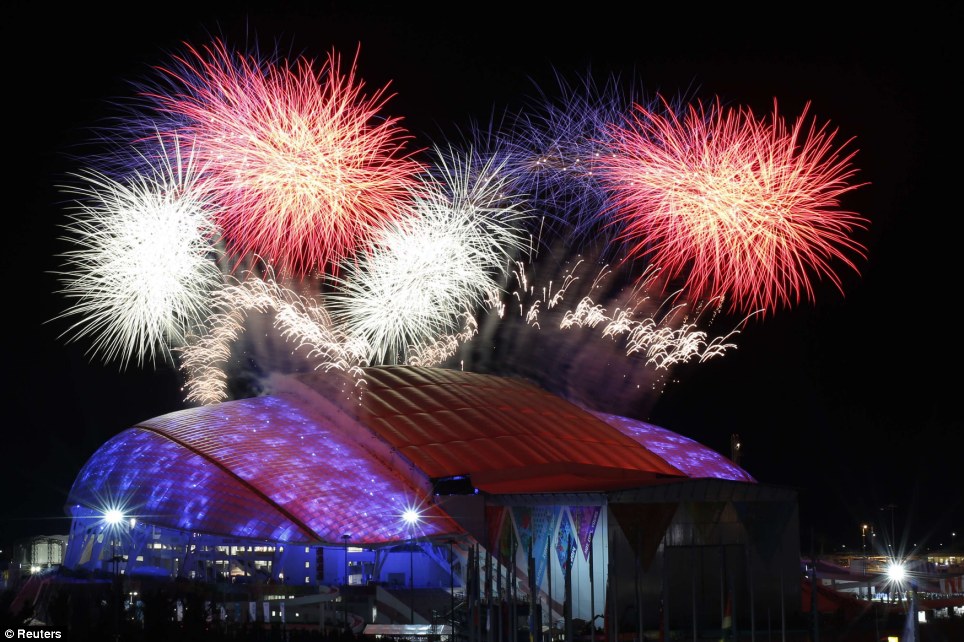 Light my fire! Fireworks explode above the Olympic Park in Sochi to mark the start of the 22nd Winter Olympic Games