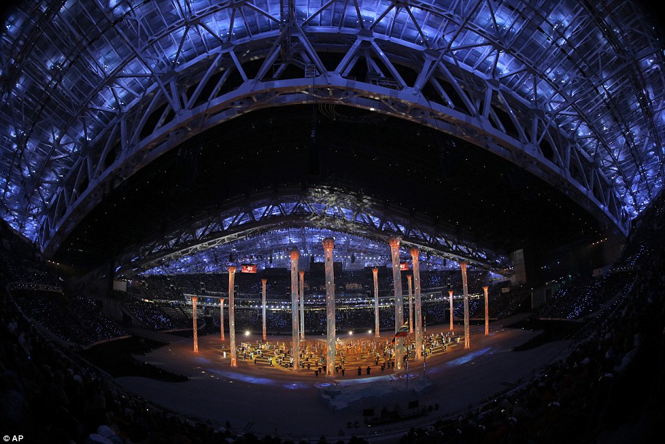 Fish eye view: Artists perform during the opening ceremony of the 2014 Winter Olympics in Sochi