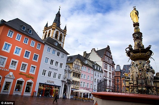 Oldest city in Germany: The central square and fountain in Trier