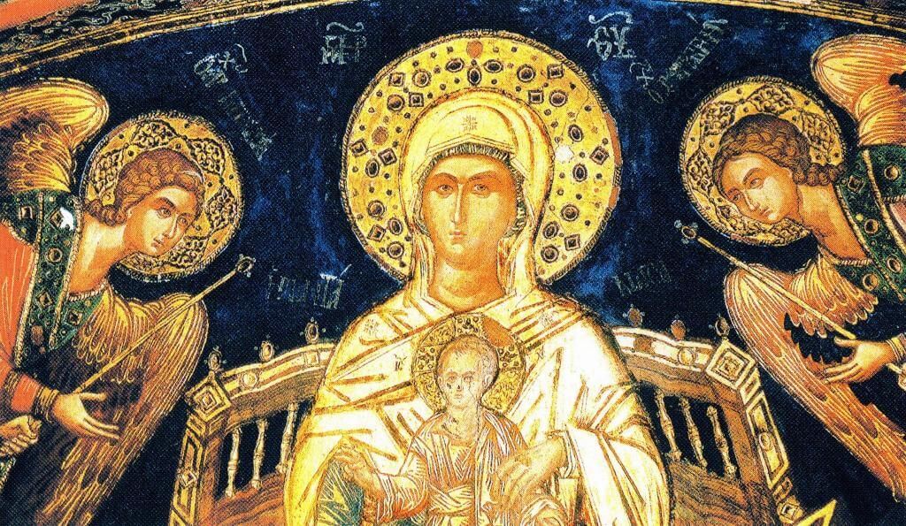 Фреска из алтарной ниши Богородица - Ширшая небес Франка Кателаноса, 1548г. Фреска Богородица - Ширшая небес