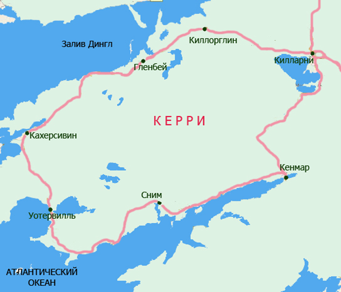 Схематическое изображение маршрута Керри