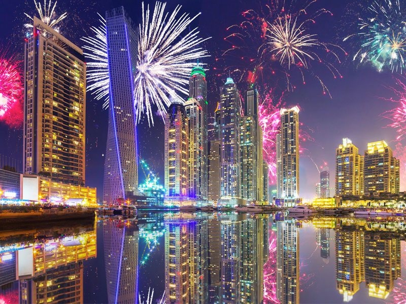 фейерверк на Новый год в Дубае