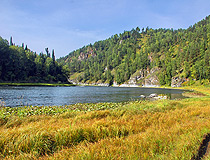 On the shore of a small lake in Kemerovo oblast