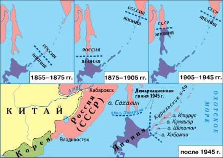 Спор о принадлежности Курильских островов на карте