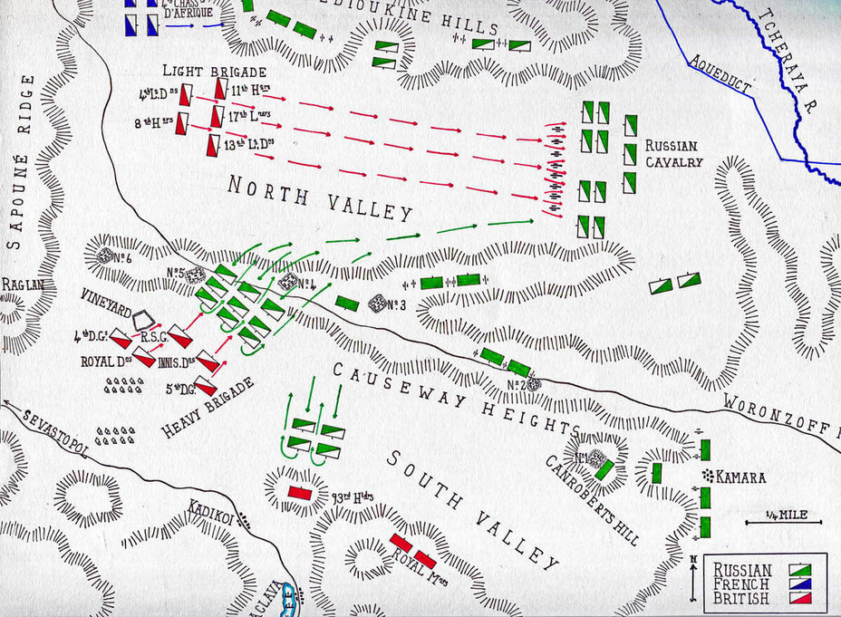 ​Ещё одна британская карта сражения при Балаклаве britishbattles.com - Тяжёлая бригада в Балаклавском сражении 