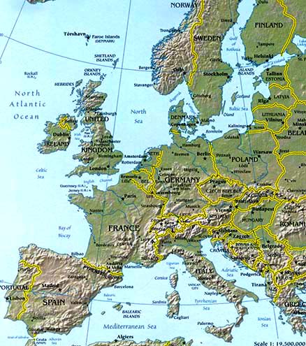 europe topographical map